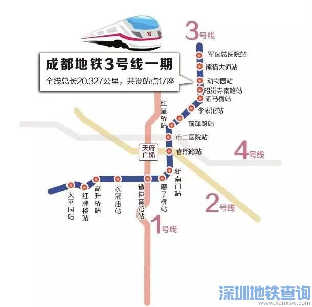 成都地铁3号线一期、二期、三期通车时间表