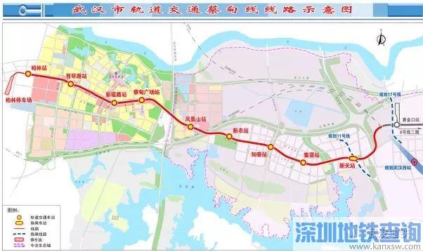武汉地铁蔡甸线沿线站点名称、位置分布图一览