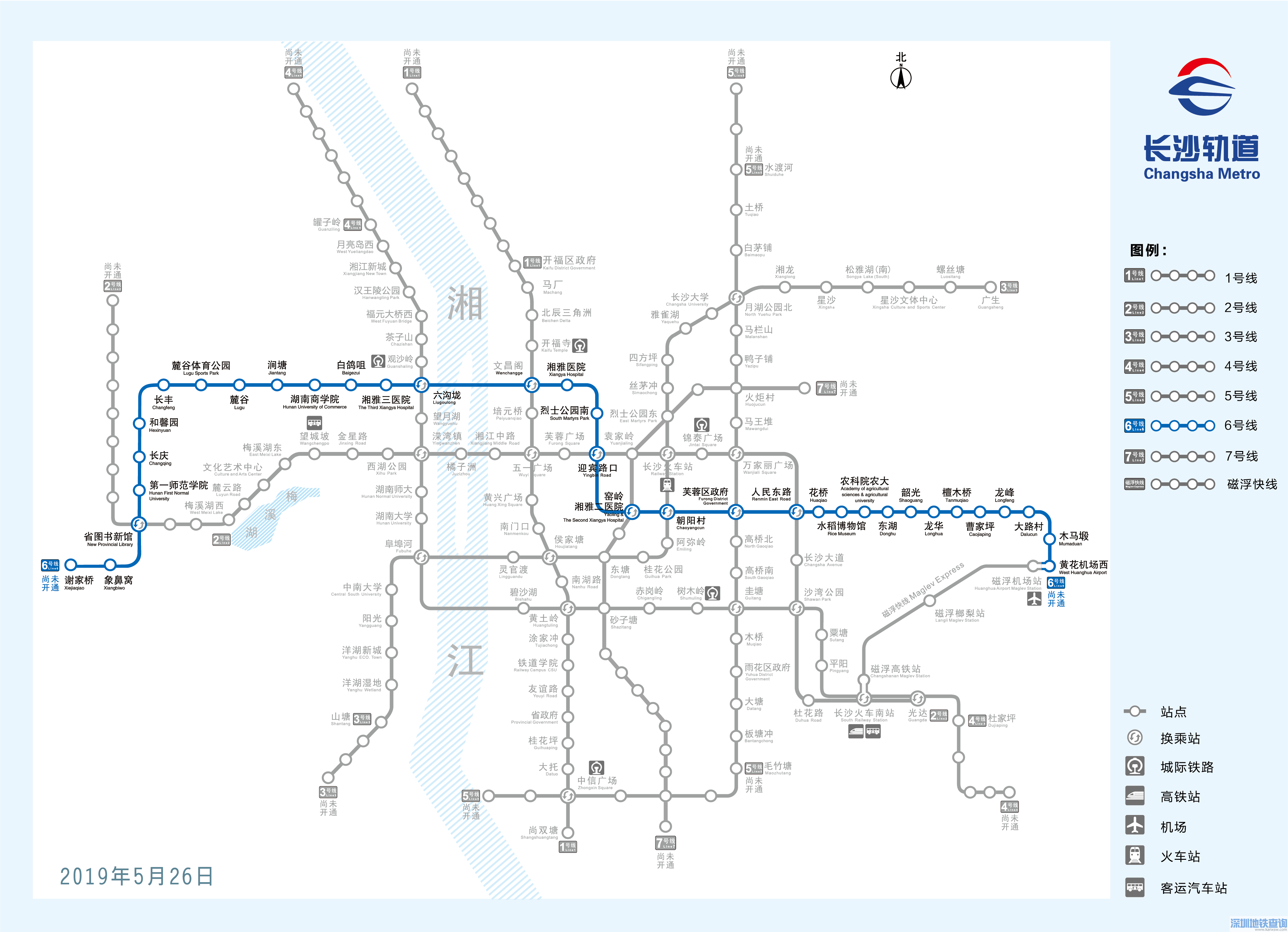 长沙地铁6号线东段和西段主体近日动工开建 附规划线路图